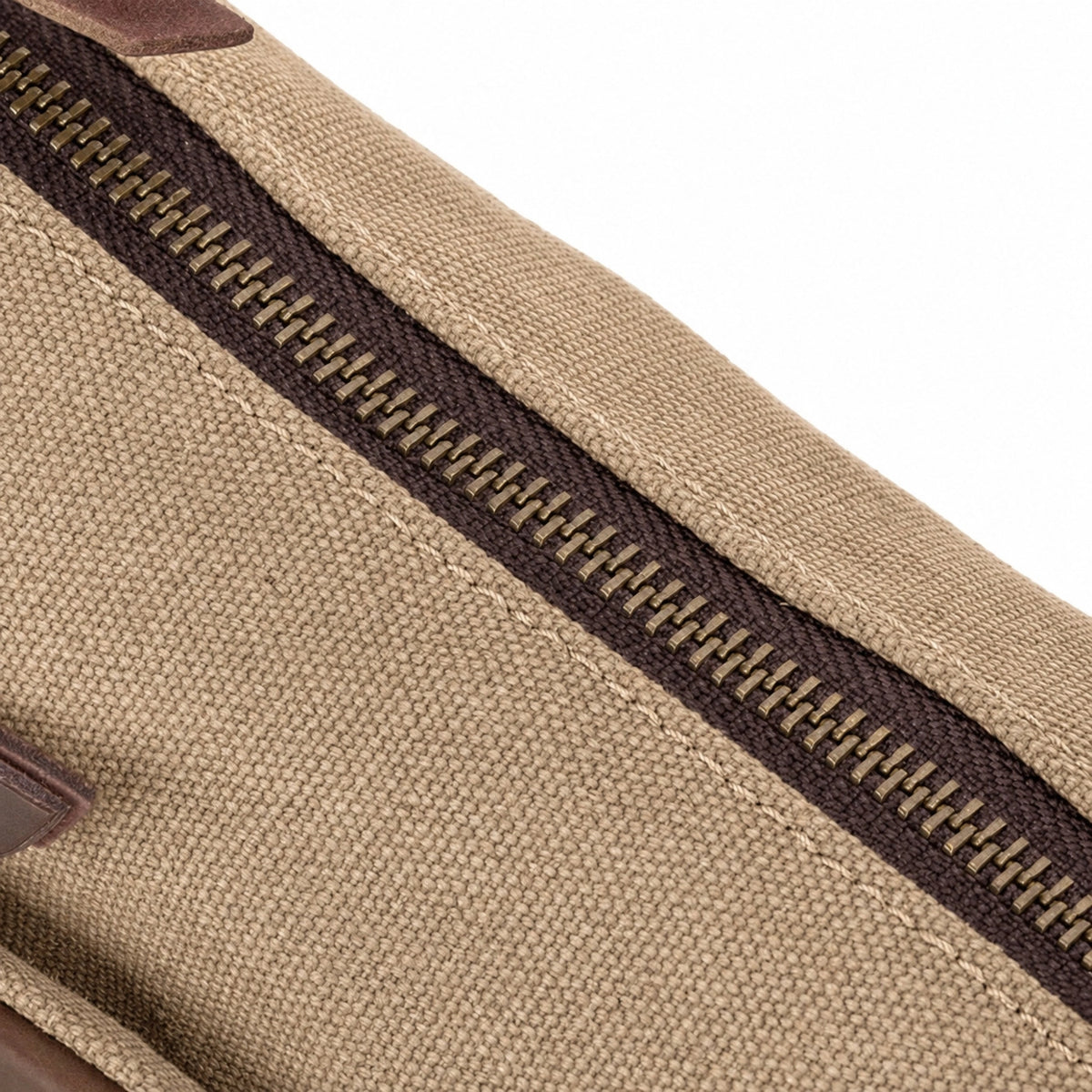 Umhängetasche aus Canvas und Leder GARIBALDI Dunkelbeige