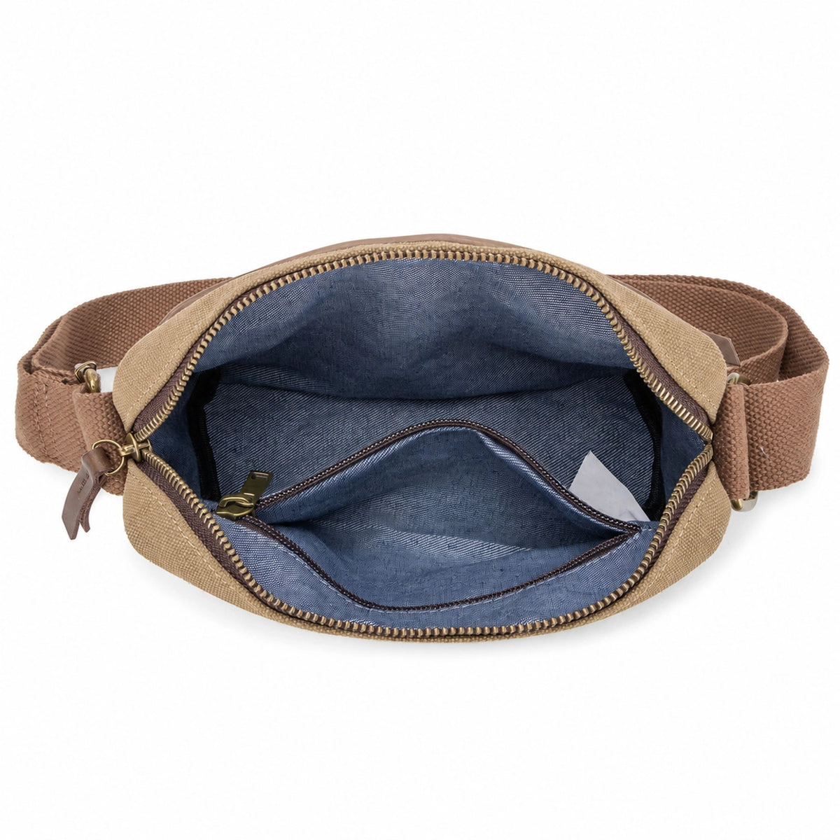 Umhängetasche aus Canvas und Leder GARIBALDI Dunkelbeige