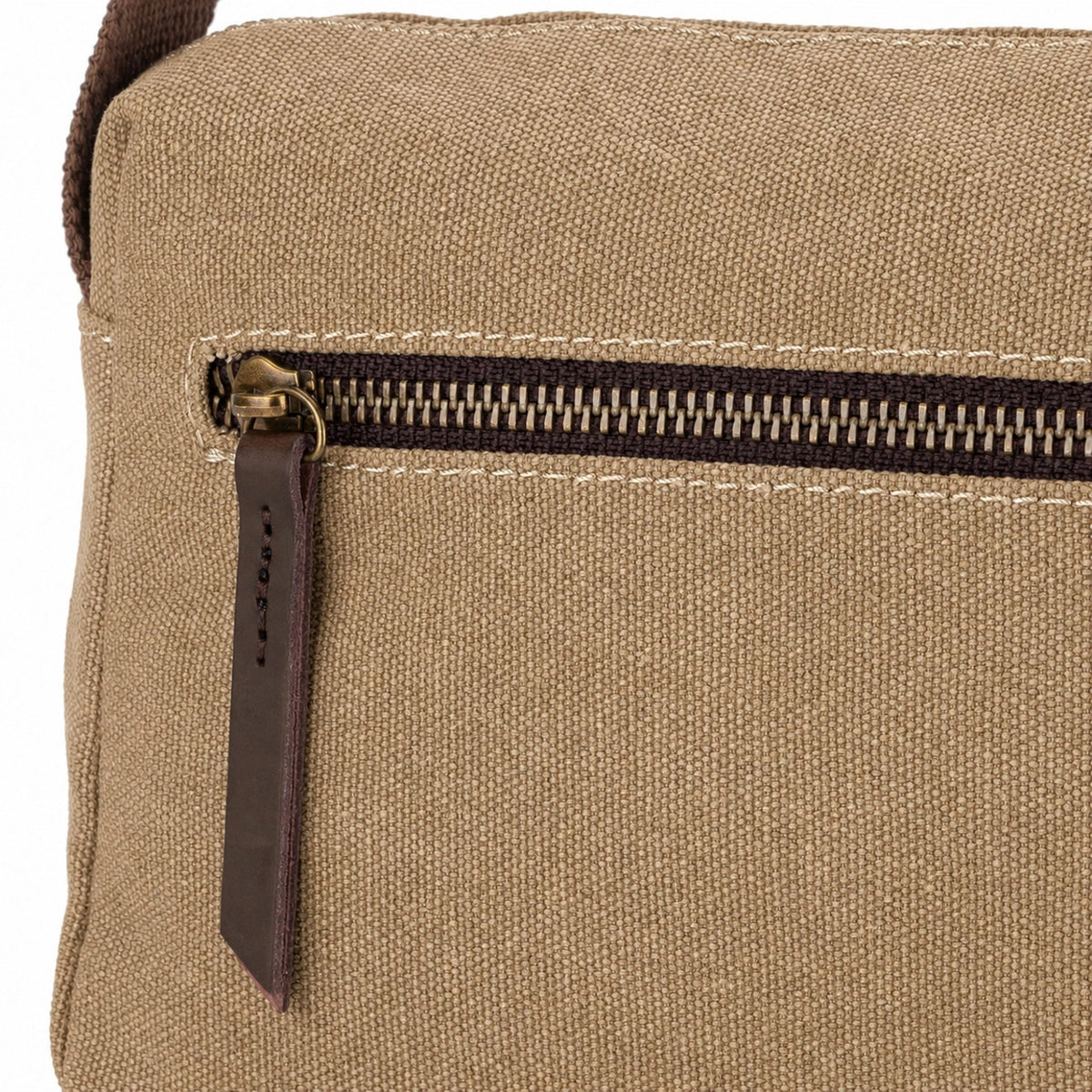 Umhängetasche aus Canvas und Leder GARIBALDI Dunkelbeige