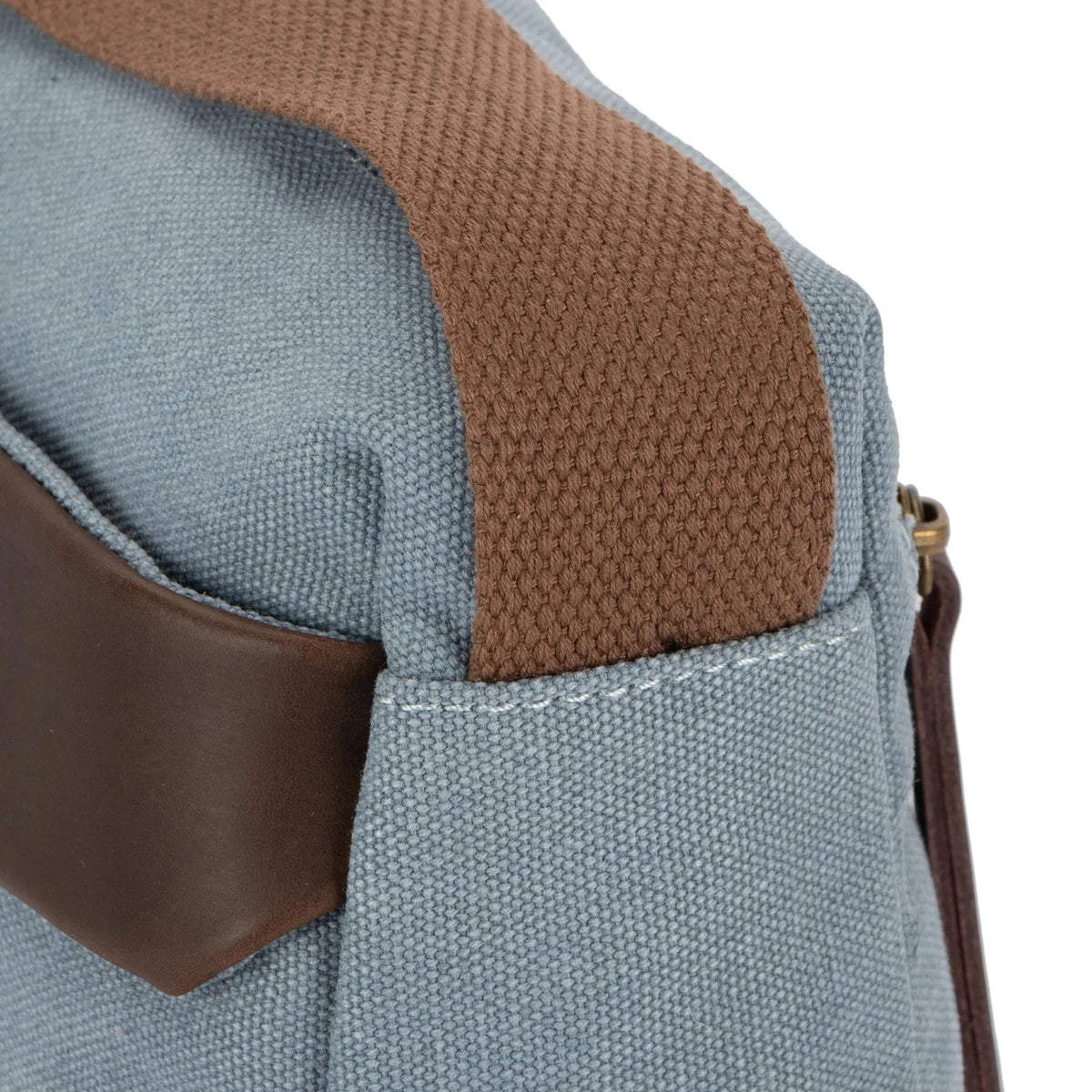 Umhängetasche aus Canvas und Leder GARIBALDI Blaugrau