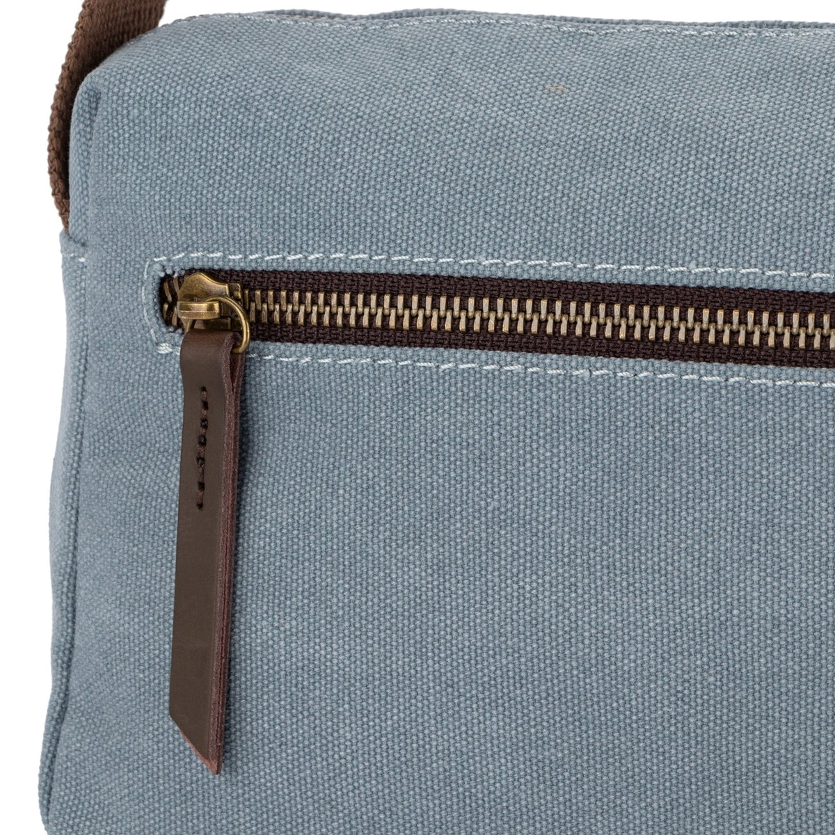 Umhängetasche aus Canvas und Leder GARIBALDI Blaugrau