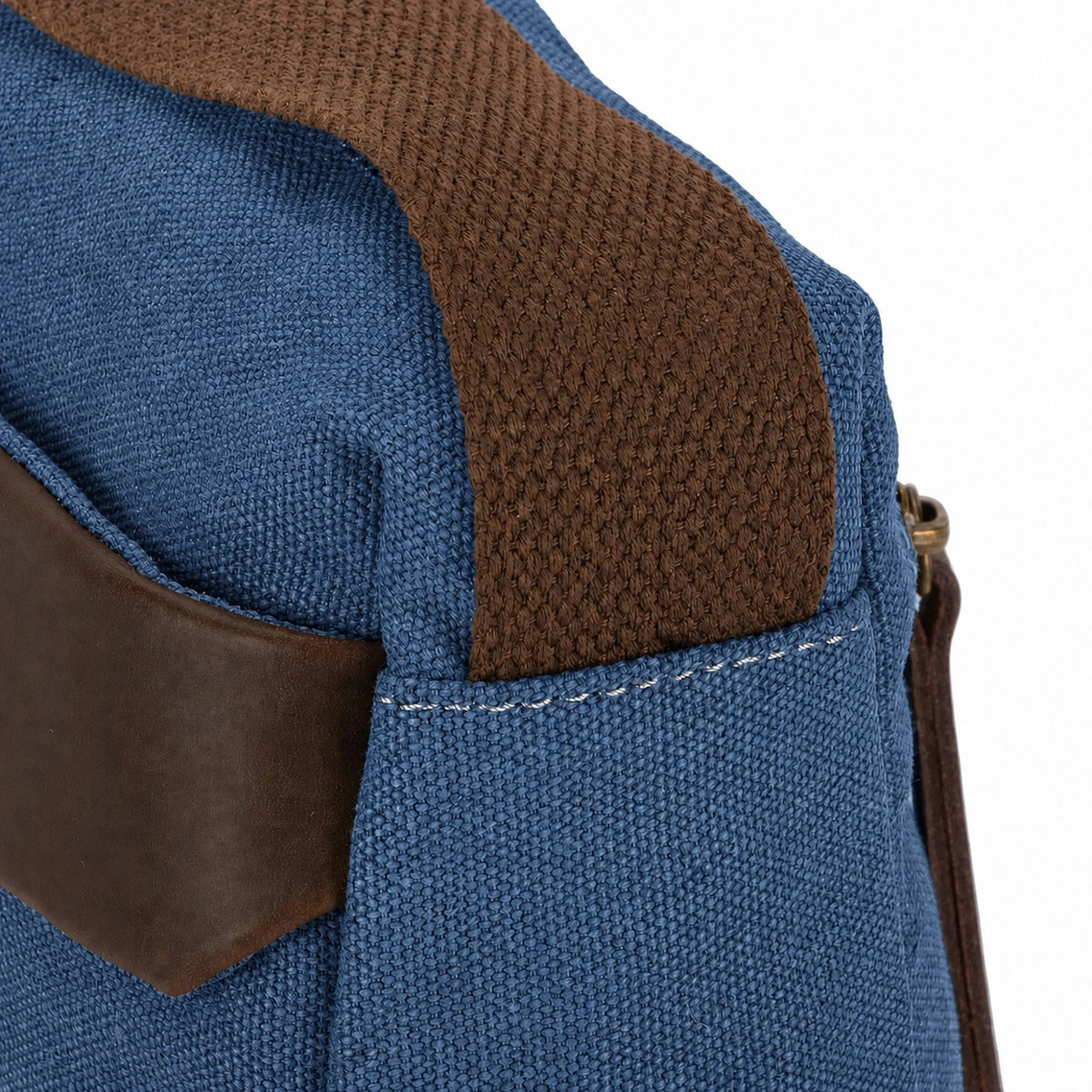 Umhängetasche aus Canvas und Leder GARIBALDI Denimblau