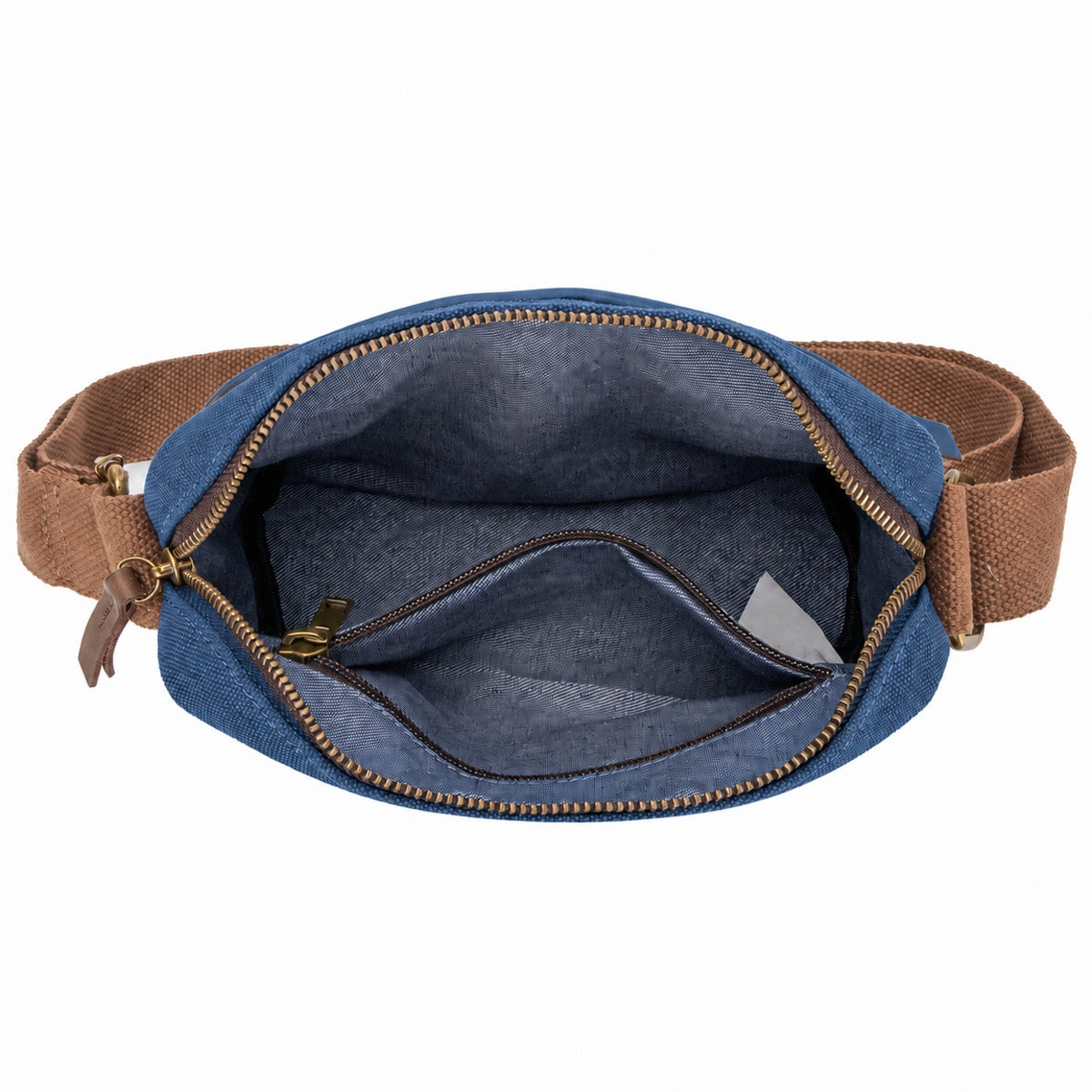 Umhängetasche aus Canvas und Leder GARIBALDI Denimblau