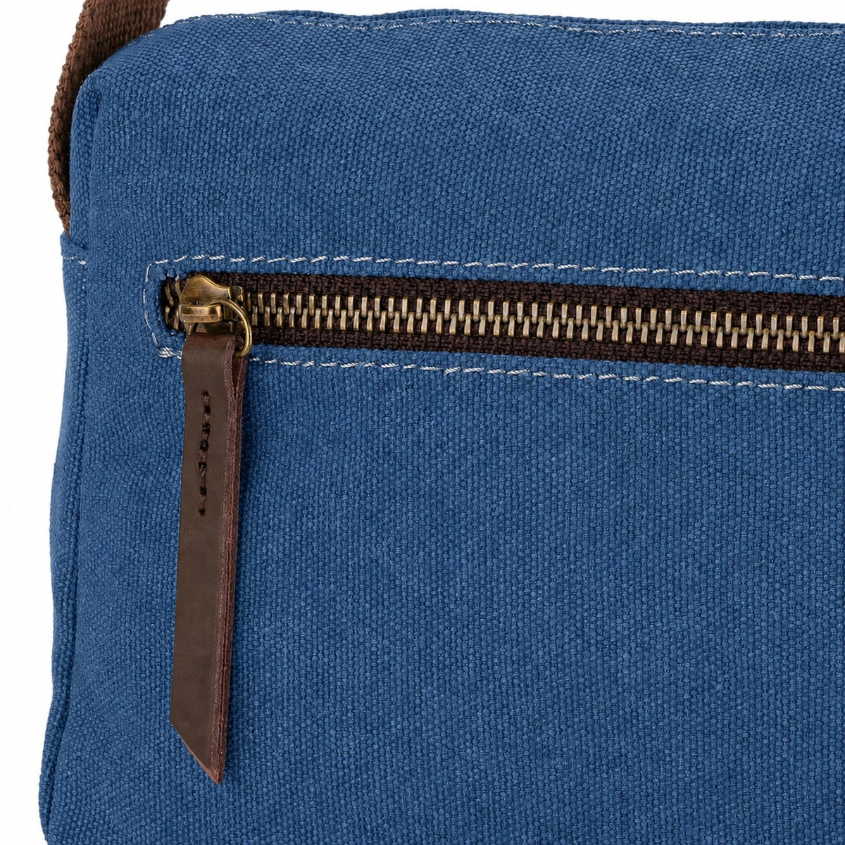 Umhängetasche aus Canvas und Leder GARIBALDI Denimblau