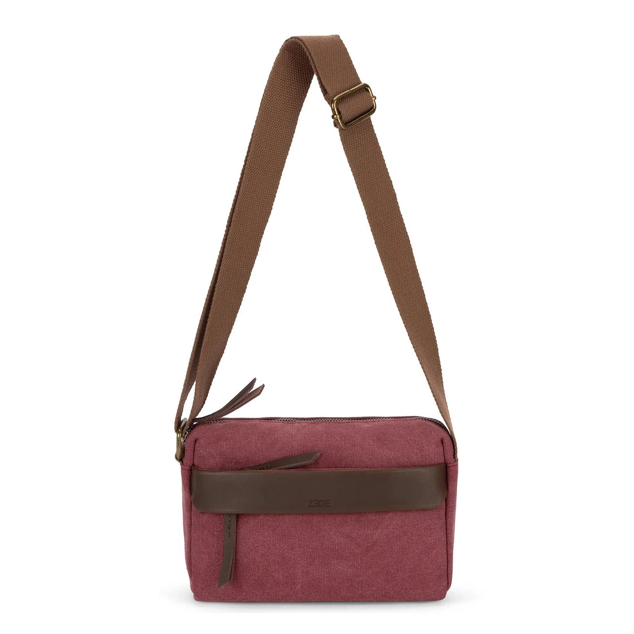 Sac trotteur en toile et cuir GARIBALDI Rouge bordeaux