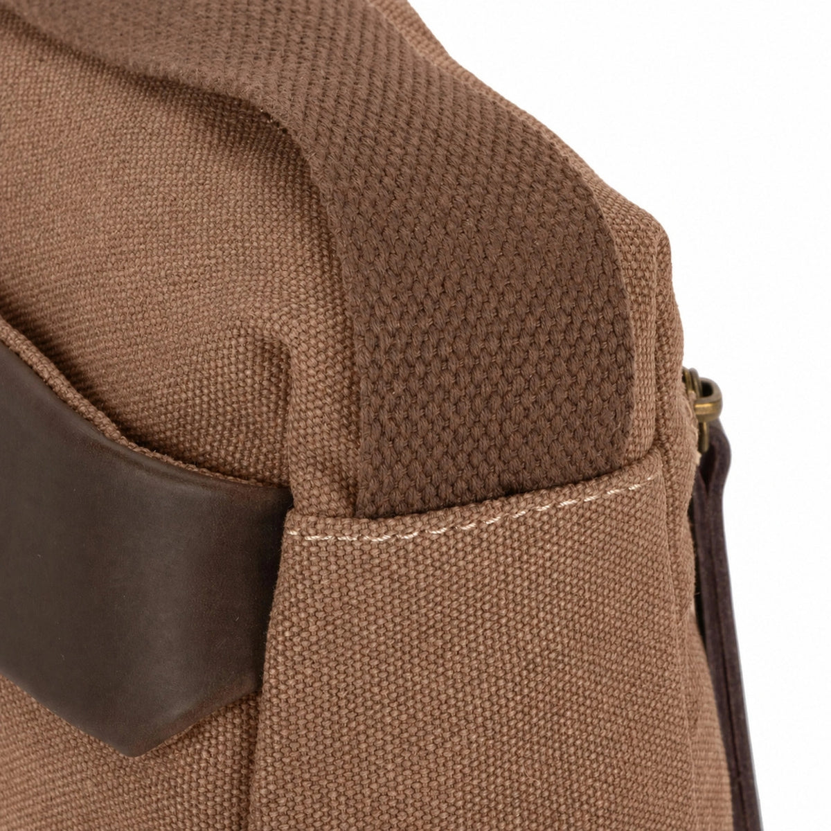 Umhängetasche aus Canvas und Leder GARIBALDI Dunkles Camelbraun