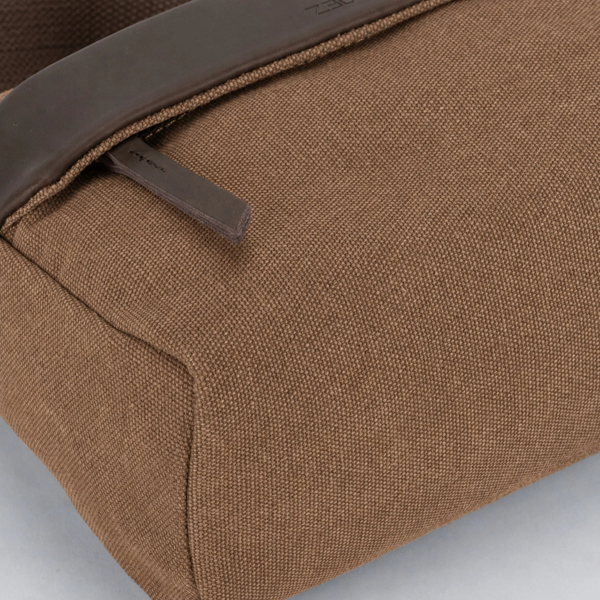 Umhängetasche aus Canvas und Leder GARIBALDI Dunkles Camelbraun