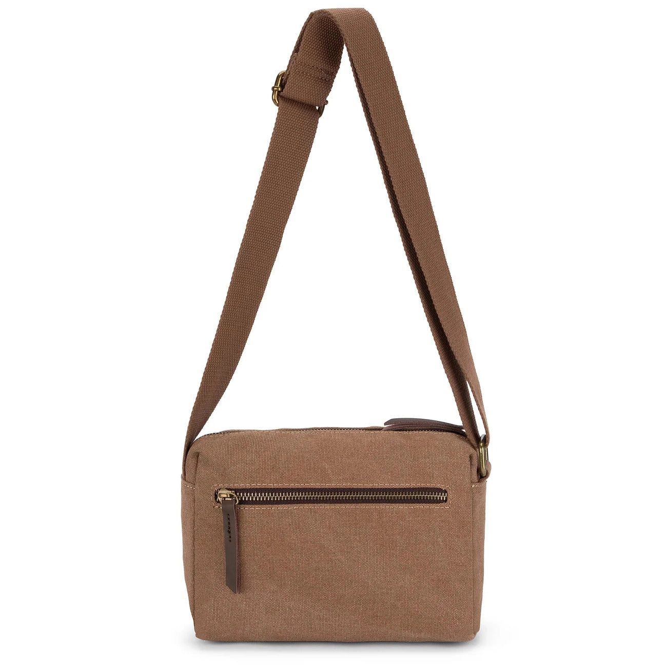 Sac trotteur en toile et cuir GARIBALDI Marron camel foncé