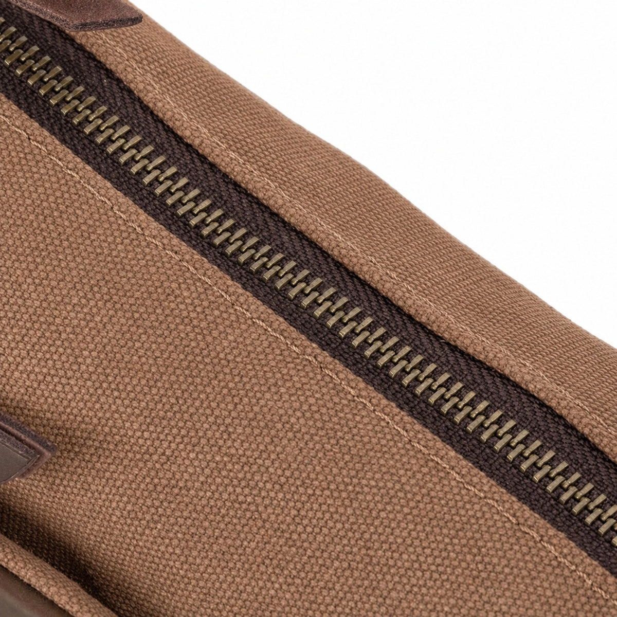 Umhängetasche aus Canvas und Leder GARIBALDI Dunkles Camelbraun