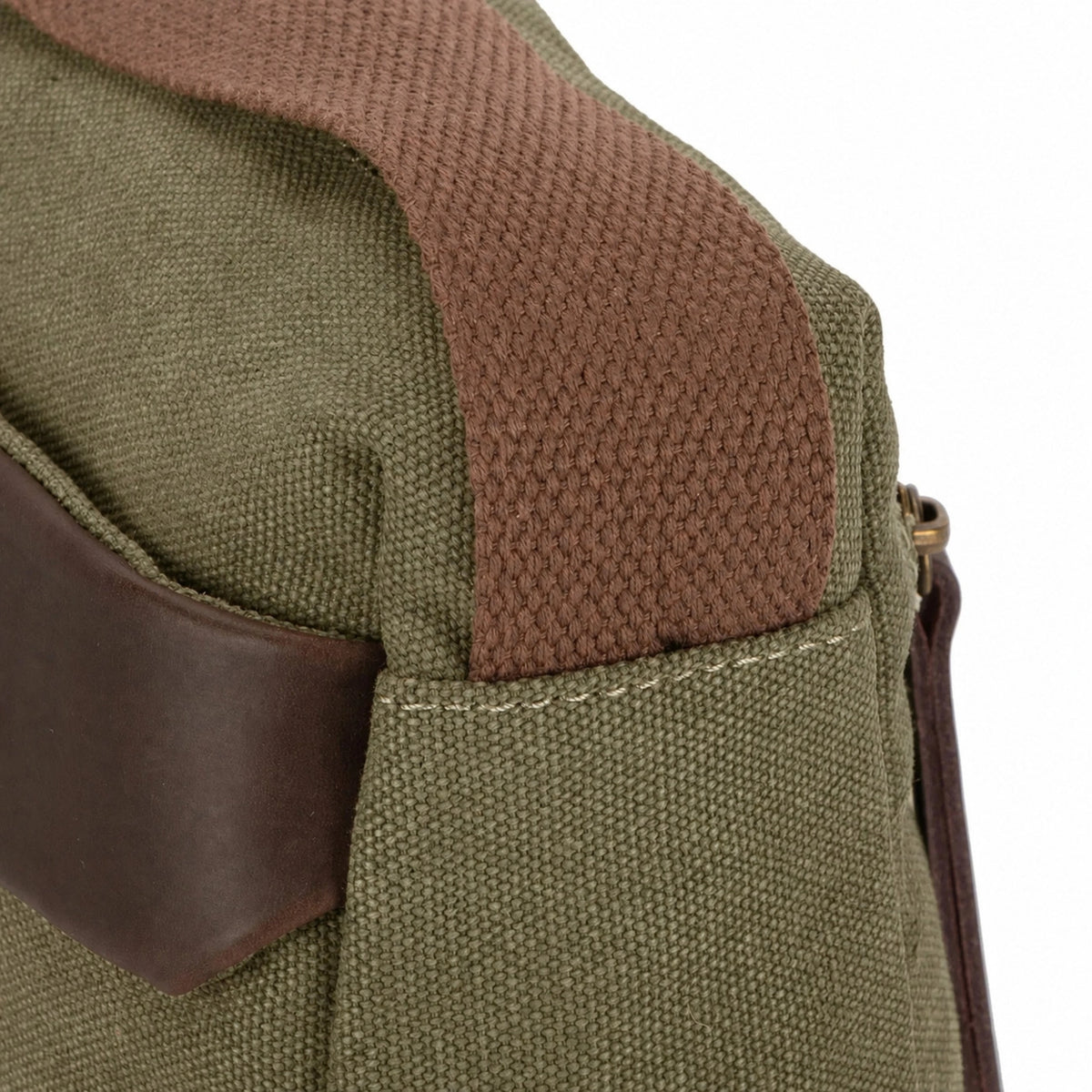 Umhängetasche aus Canvas und Leder GARIBALDI Olivgrün