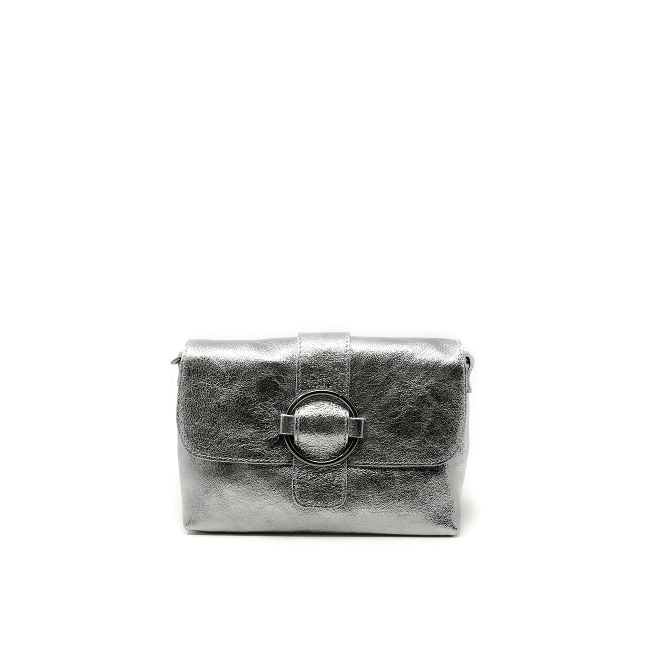 Mini-Tasche aus schillerndem Leder VERONE Mittelsilber
