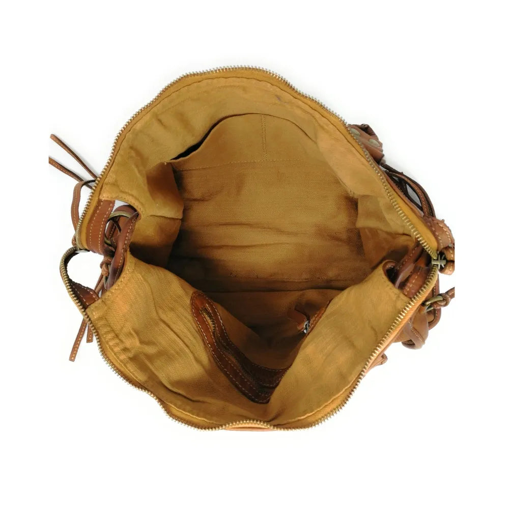 Sac à main en cuir souple délavé MISS STORM Cognac Cognac