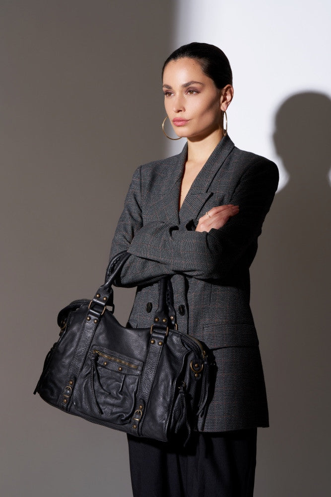 Sac à main iconique en cuir MISS STORM Noir Noir