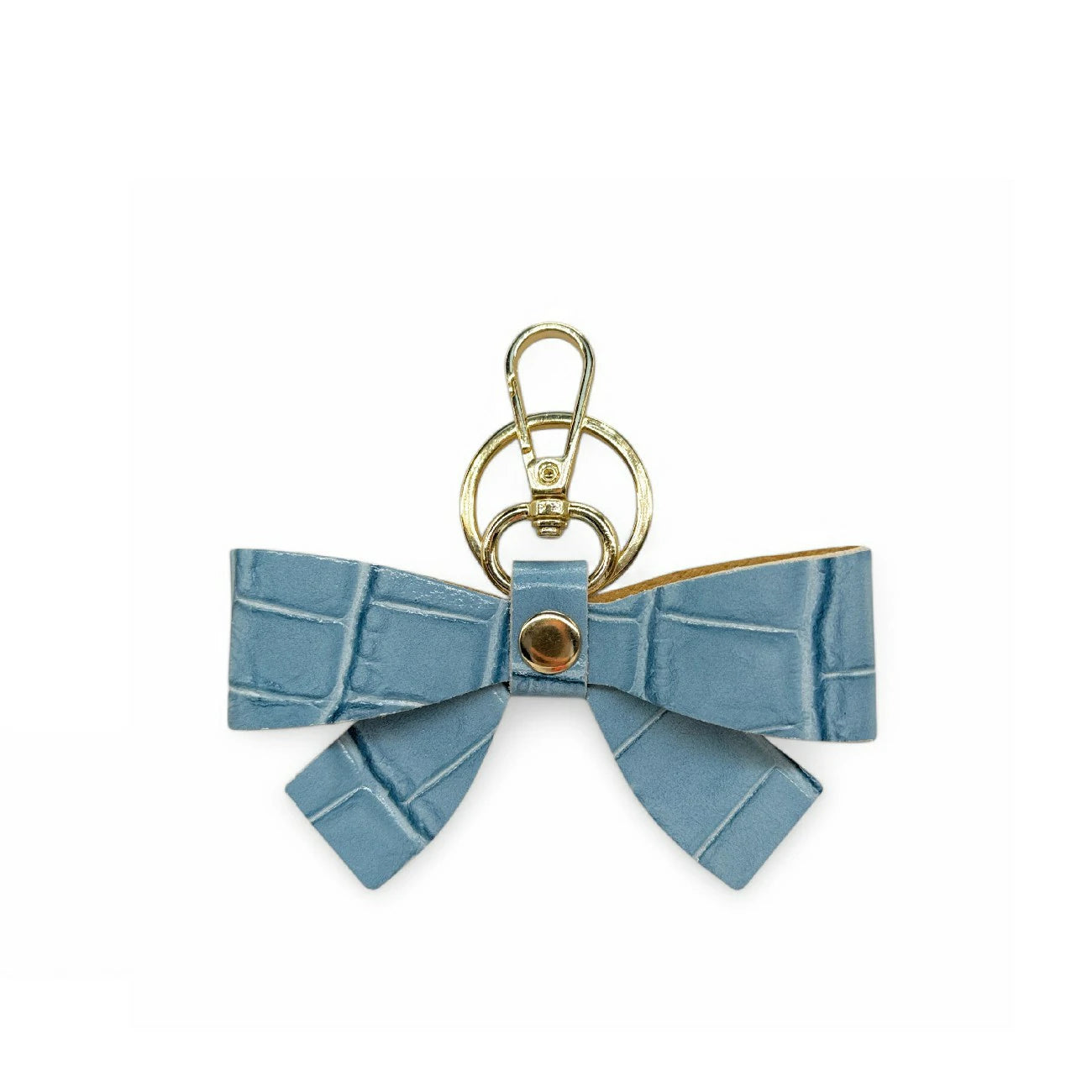 Porte-clés en cuir à motif crocodile FARFALA CROCO Bleu glacier