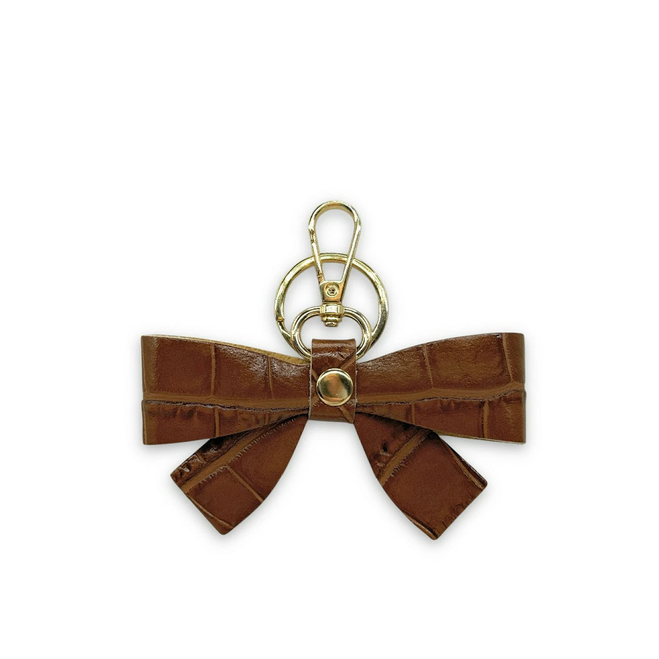 Leather keychain with crocodile pattern FARFALA CROCO Cinnamon