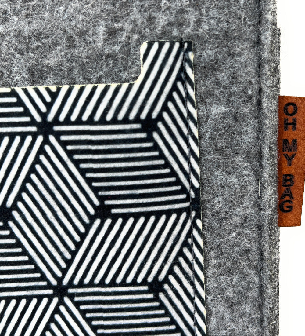 Organiseur en feutrine écologique imprimée CUBE Gris clair