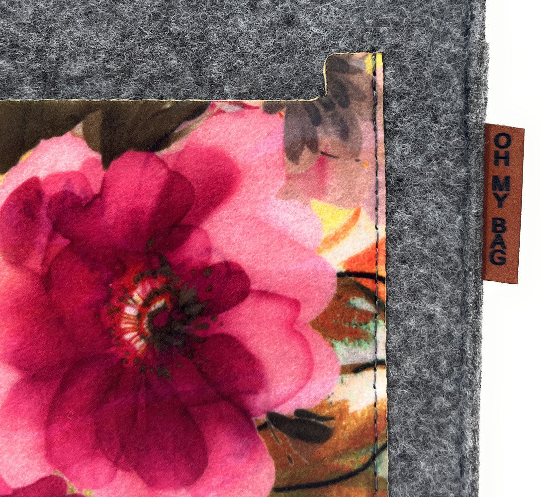Organiseur en feutrine écologique imprimée GARDEN Gris clair