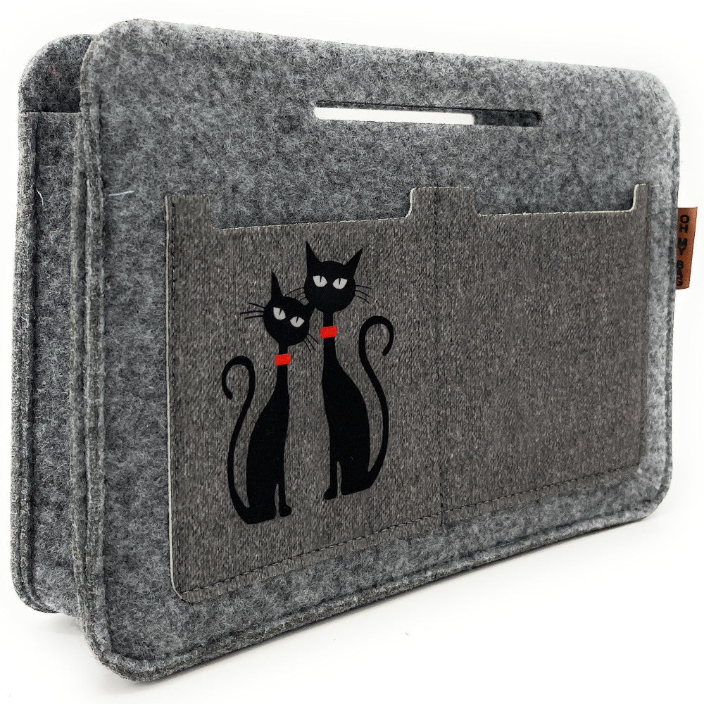 Organiseur en feutrine écologique imprimée BLACK CATS Gris clair