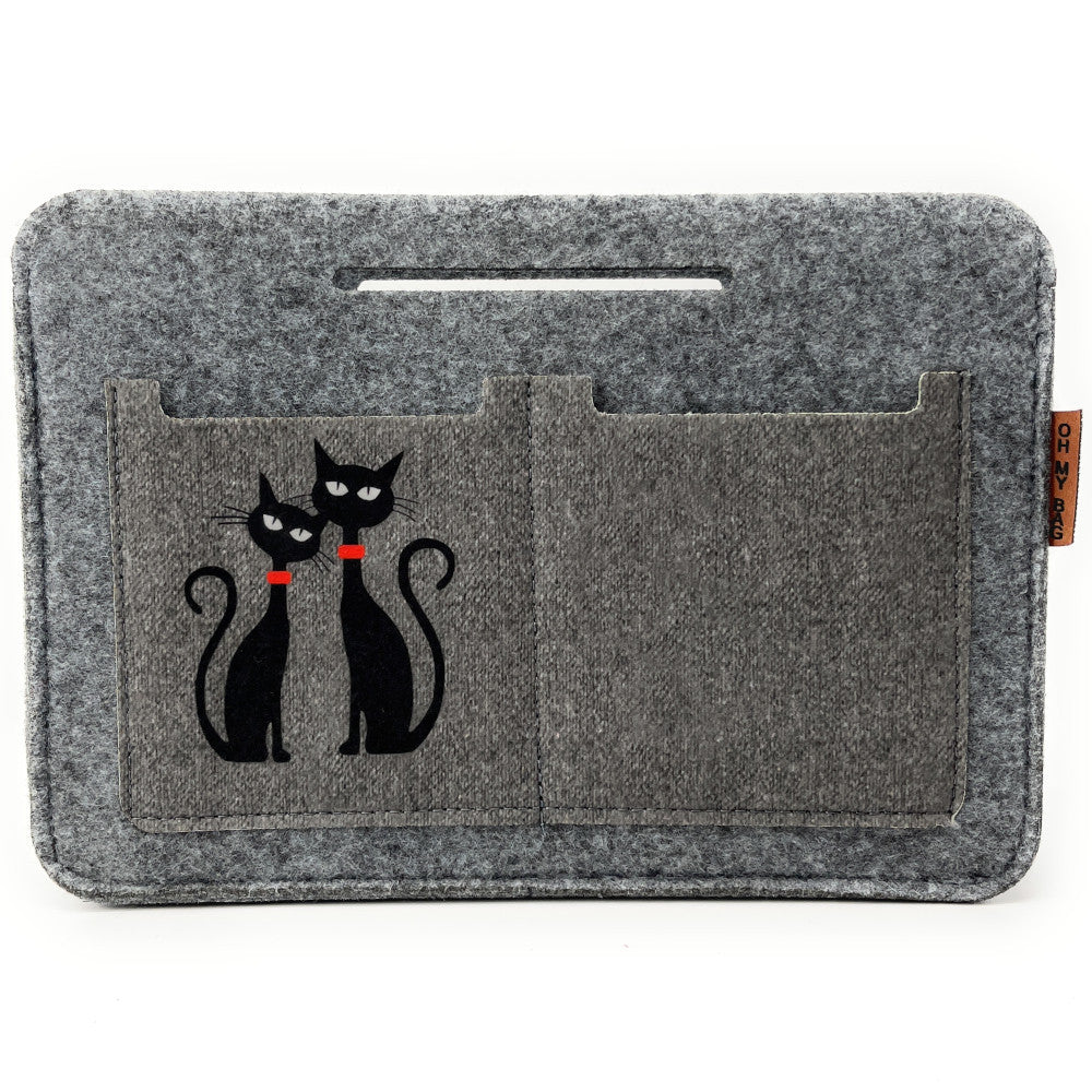 Organiseur en feutrine écologique imprimée BLACK CATS Gris clair