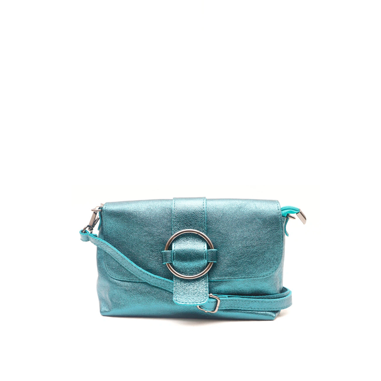 Mini-Tasche aus schillerndem Leder VERONE Schillerndes Türkis