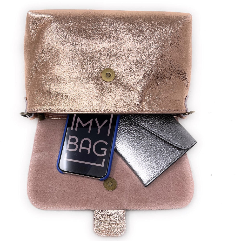 Mini sac en cuir irisé VERONE Rose gold