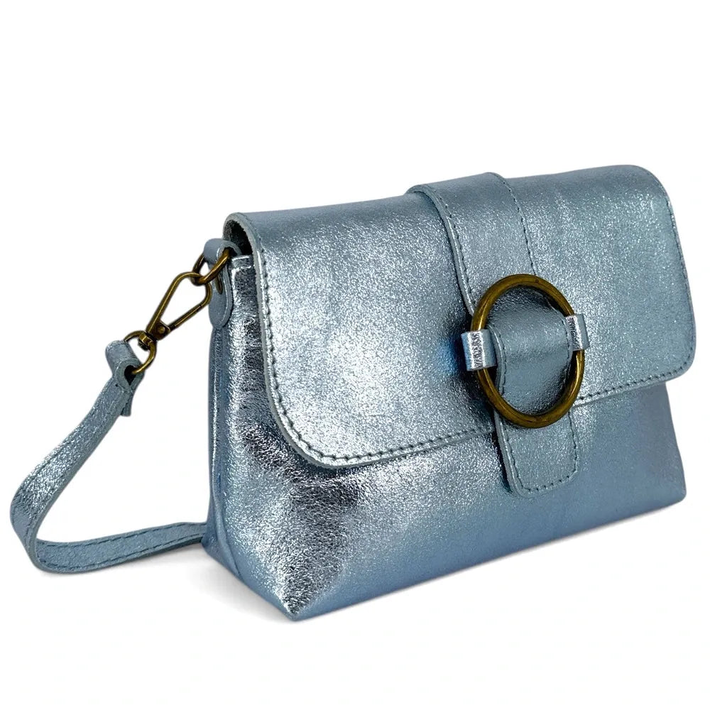 Mini sac en cuir irisé VERONE Bleu pastel irisé
