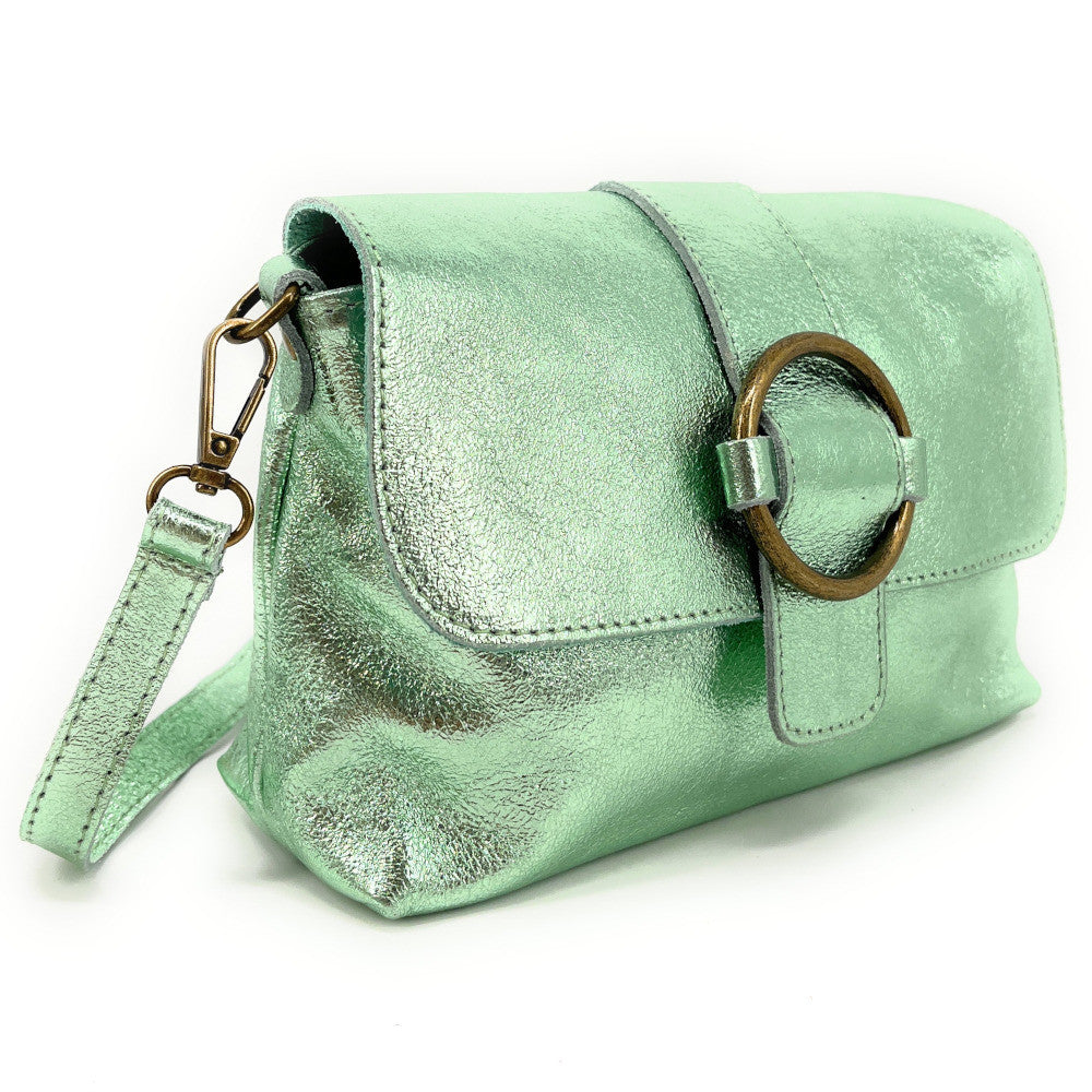 Mini sac en cuir irisé VERONE Menthe givrée