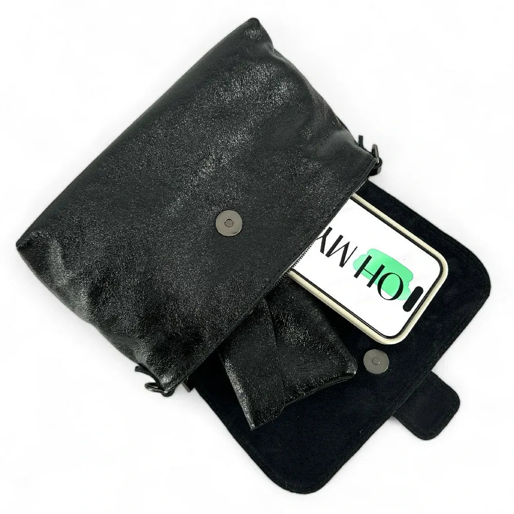 Mini sac en cuir irisé VERONE Noir irisé