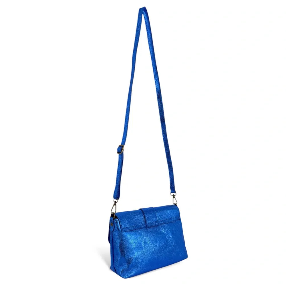 Mini sac en cuir irisé VERONE Bleu roi irisé