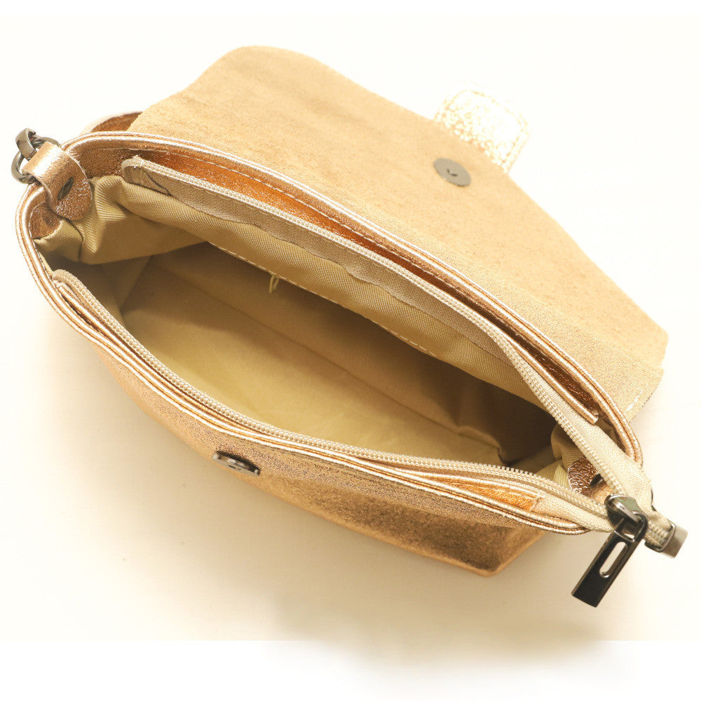Mini sac en cuir irisé VERONE Or pâle