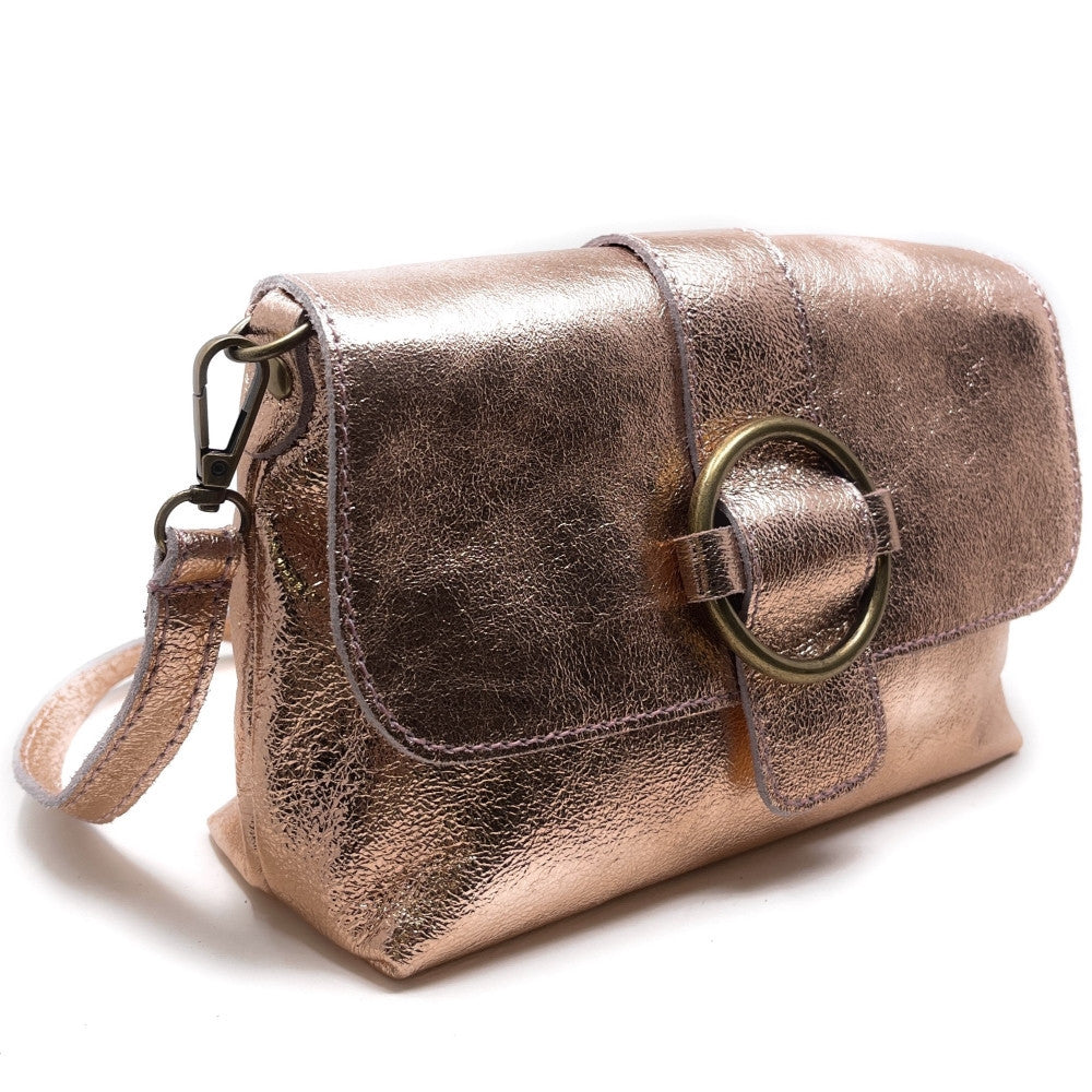 Mini sac en cuir irisé VERONE Rose gold