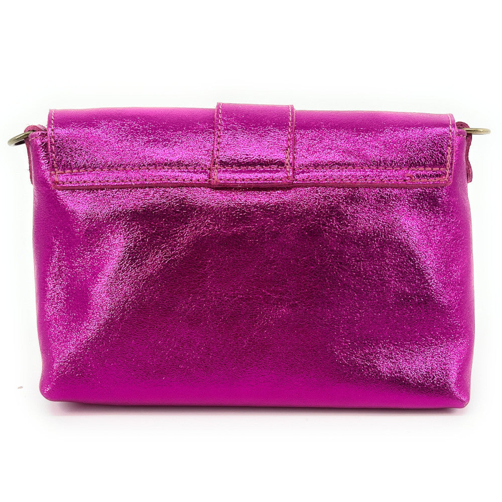 Mini sac en cuir irisé VERONE Rose fuchsia