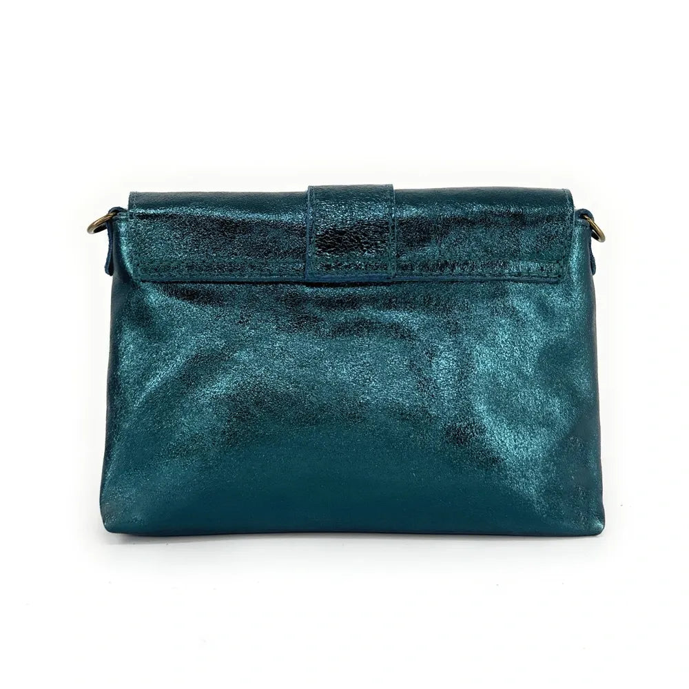 Mini sac en cuir irisé VERONE Bleu canard irisé