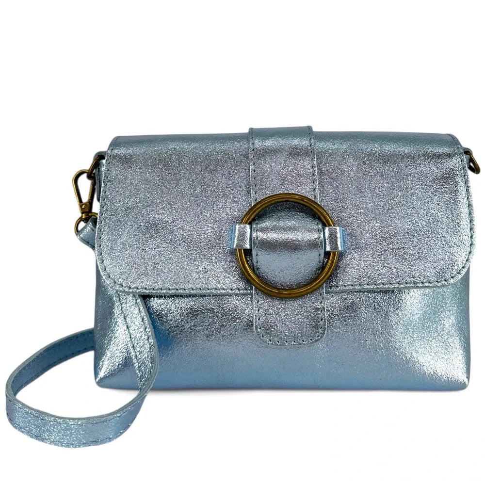 Mini sac en cuir irisé VERONE Bleu pastel irisé