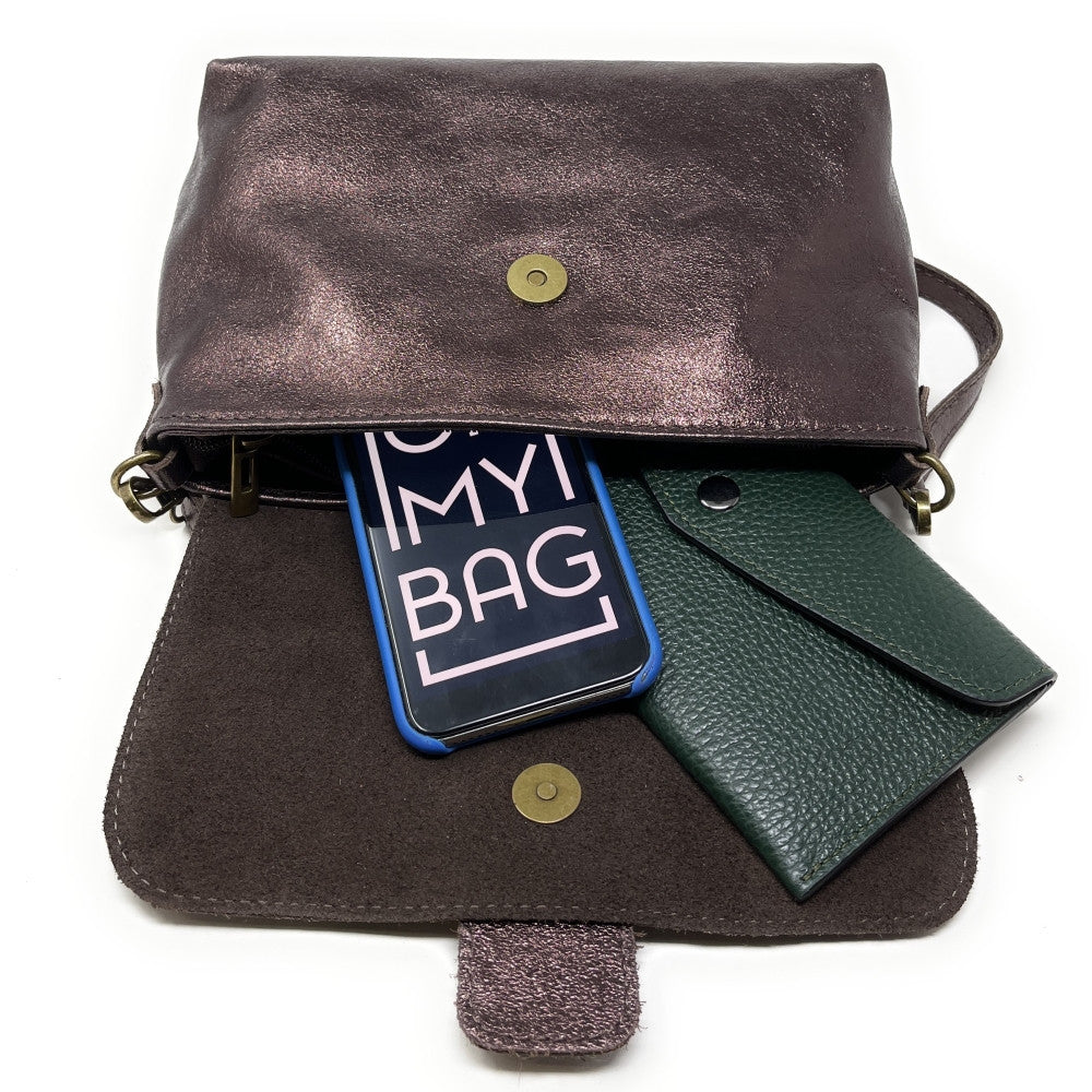 Mini sac en cuir irisé VERONE Chocolat irisé