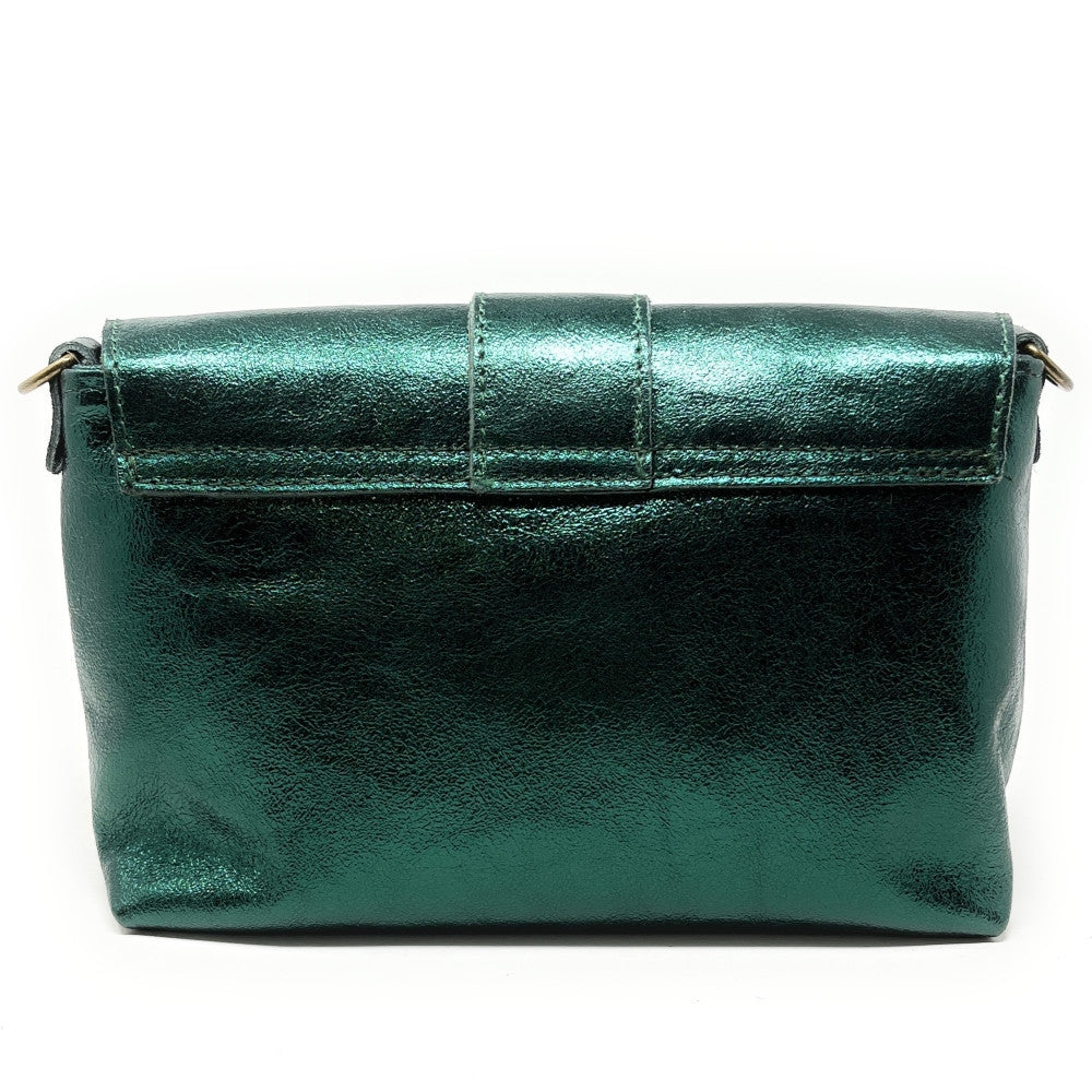 Mini sac en cuir irisé VERONE Vert forêt irisé