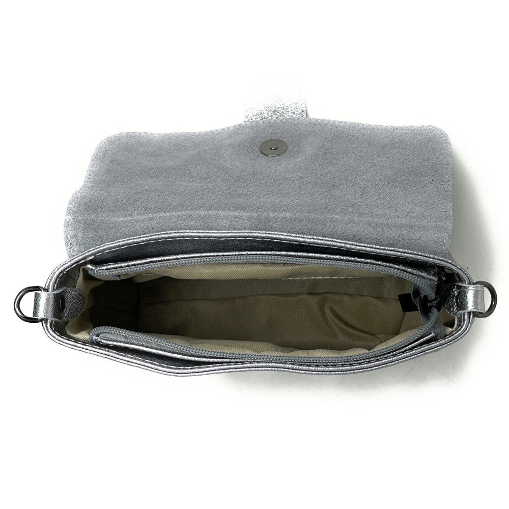 Mini sac en cuir irisé VERONE Argent moyen