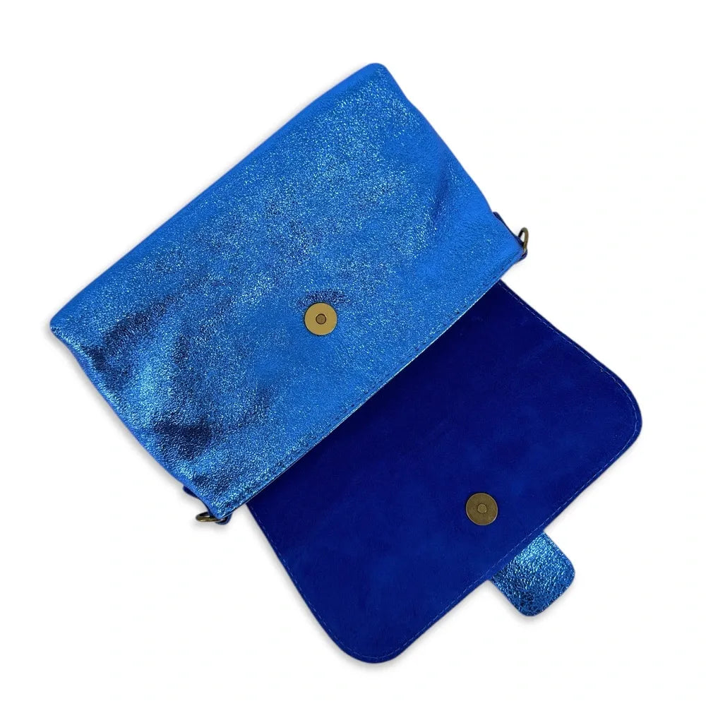 Mini sac en cuir irisé VERONE Bleu roi irisé