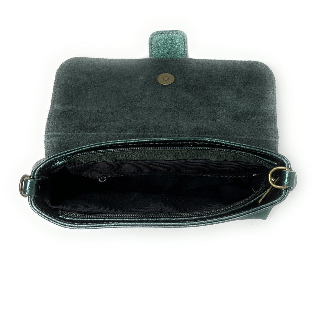 Mini sac en cuir irisé VERONE Vert forêt irisé
