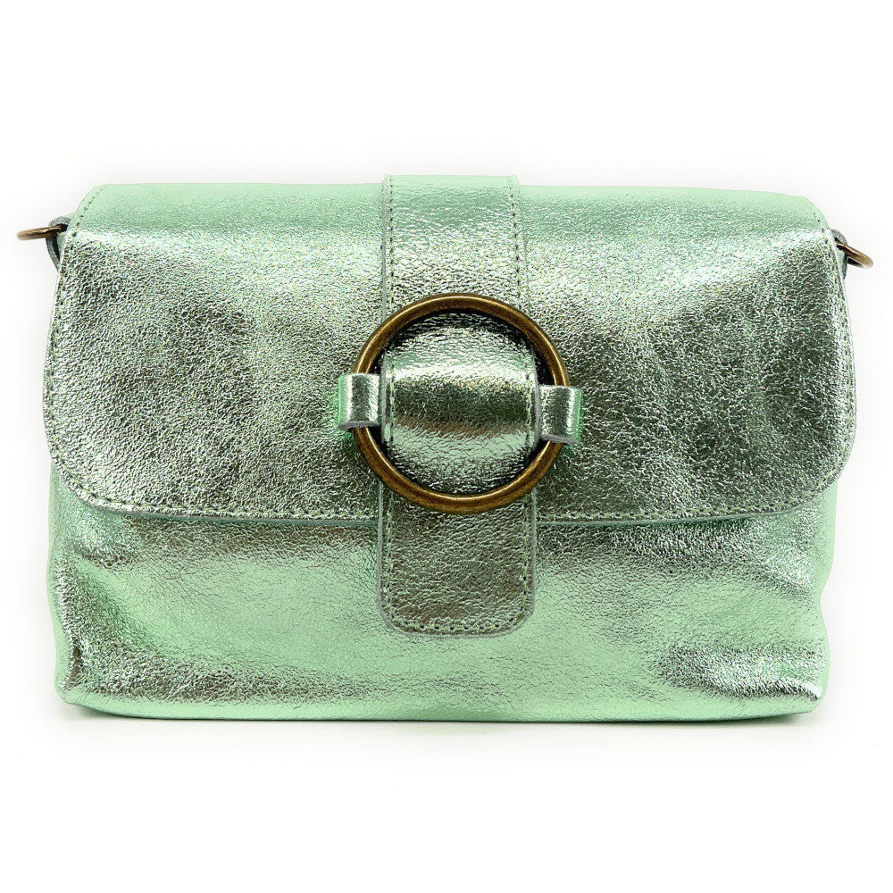 Mini sac en cuir irisé VERONE Menthe givrée