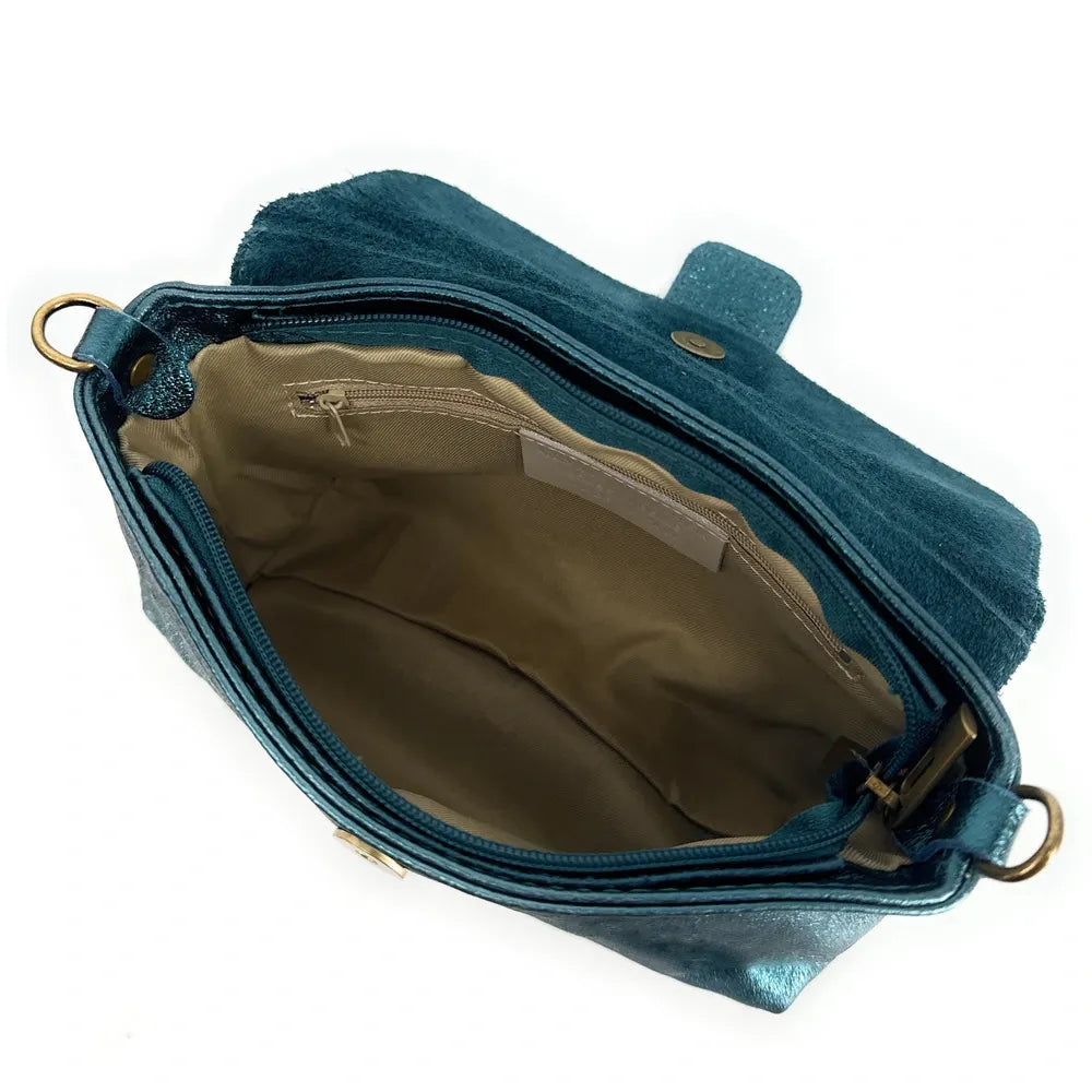 Mini sac en cuir irisé VERONE Bleu canard irisé