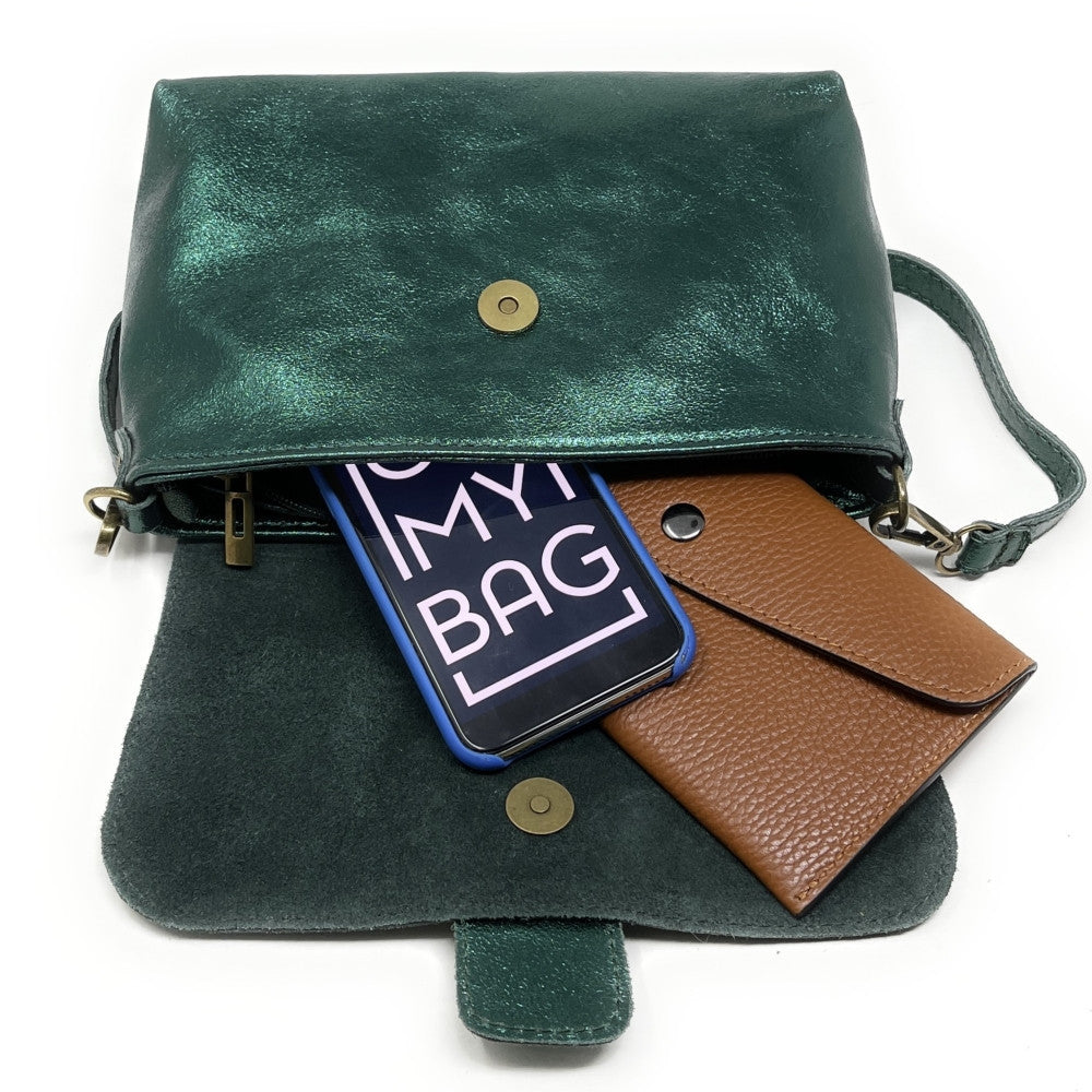 Mini sac en cuir irisé VERONE Vert forêt irisé