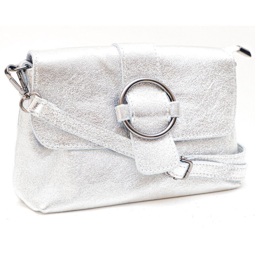 Mini sac en cuir irisé VERONE Argent clair