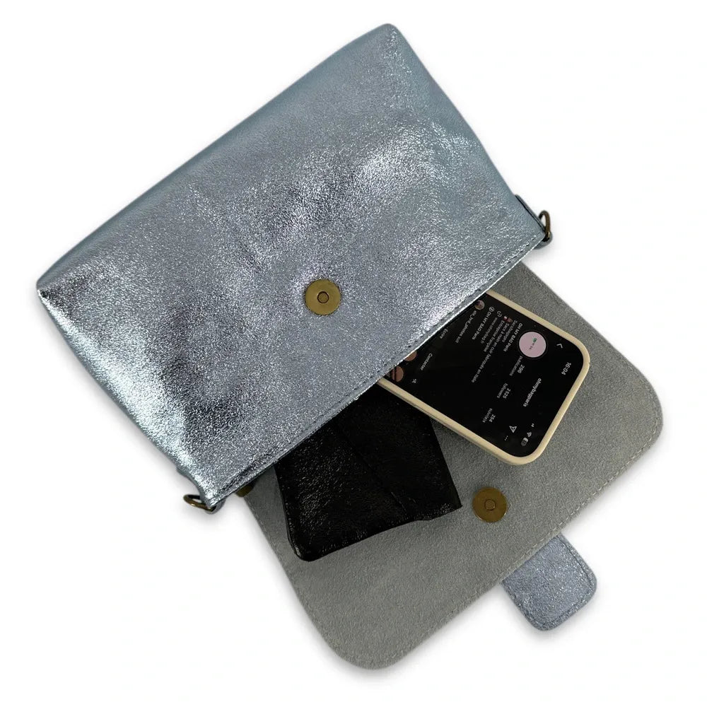 Mini sac en cuir irisé VERONE Bleu pastel irisé
