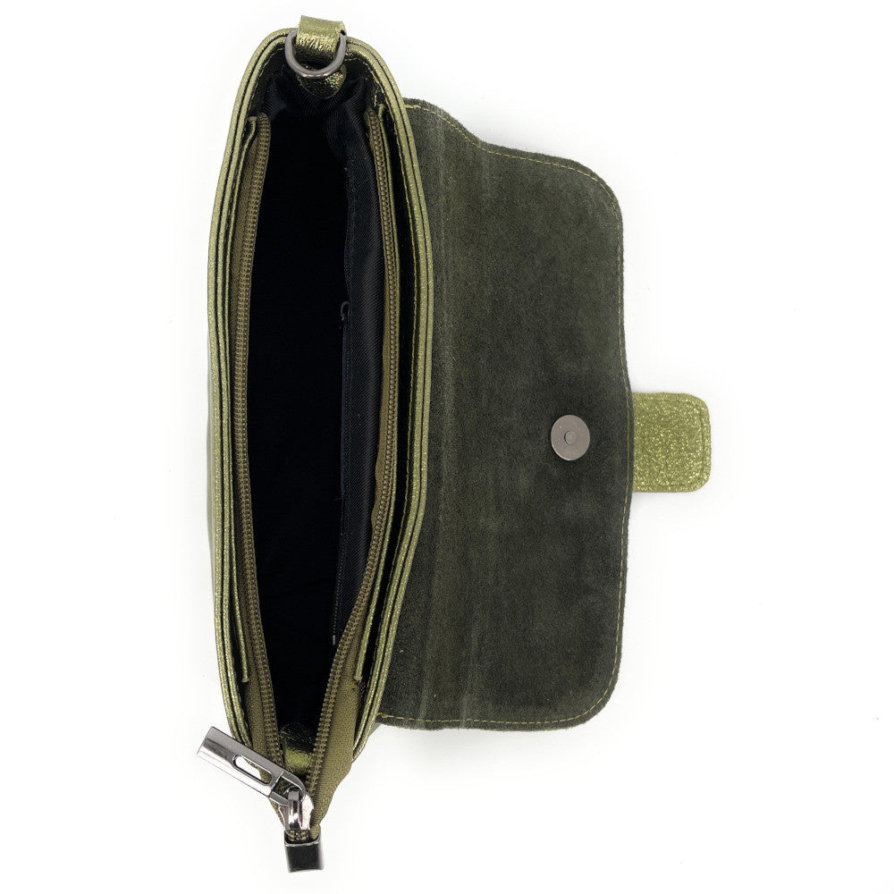 Mini sac en cuir irisé VERONE Kaki irisé