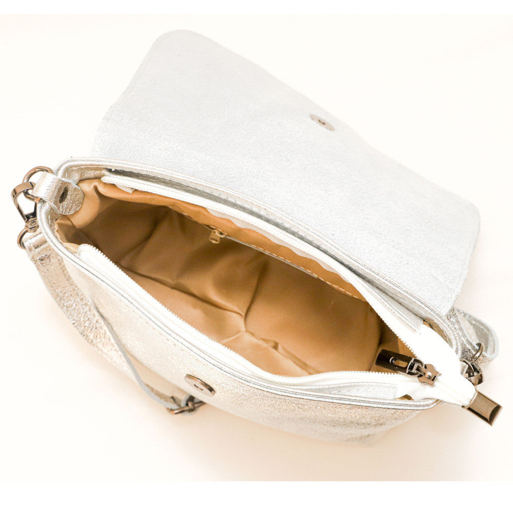Mini sac en cuir irisé VERONE Argent clair