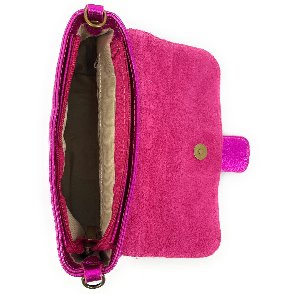 Mini sac en cuir irisé VERONE Rose fuchsia