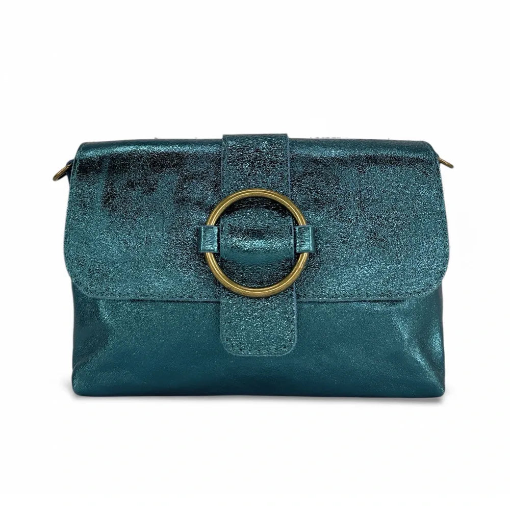 Mini sac en cuir irisé VERONE Bleu canard irisé
