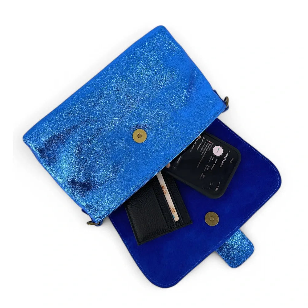Mini sac en cuir irisé VERONE Bleu roi irisé