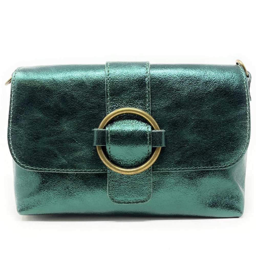 Mini sac en cuir irisé VERONE Vert forêt irisé